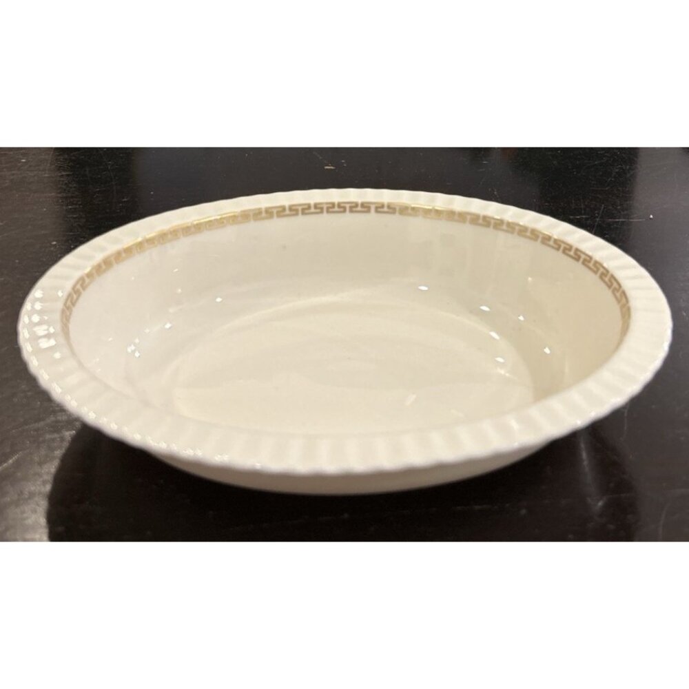 Vintage Lenox Cretan Serving Bowl Greek Key Gold Trim Ivory Porcelain 0-316 USA